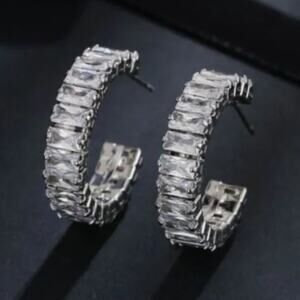 NWT, Stunning Rhinestone Hoop Earrings